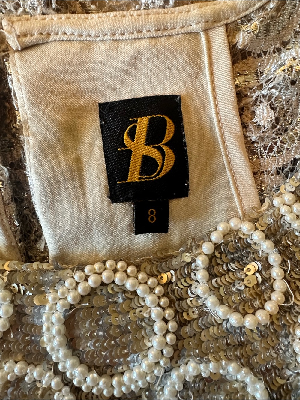 Sachin + Babi for Anthropologie Joyeux champagne silver metallic swing dress - Picture 9 of 11